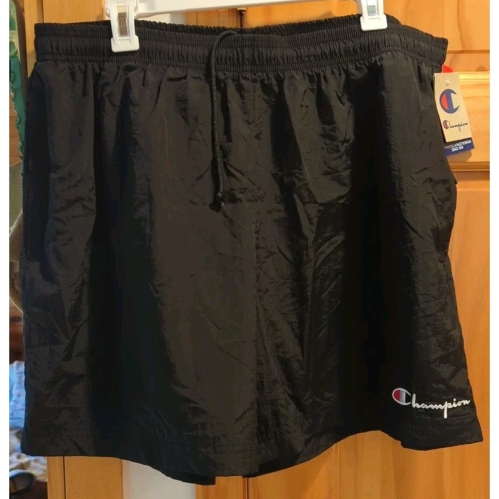 New Champion Men's 6" Nylon Warm Up Black Shorts‎ Size 2XL